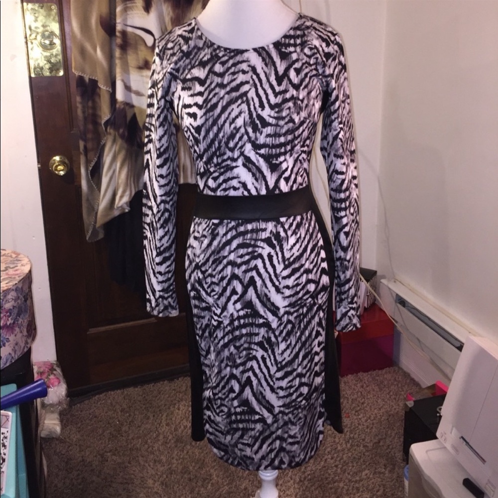 🆑FINAL PRICE‼️ Kardashian Kollection zebra print dress with black pleather